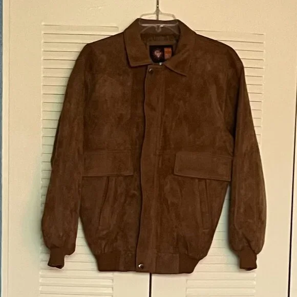 Made In Italy Suede Bronze-Brown ‘Bomber’ Jacket Size L